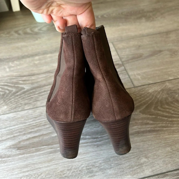 Ralph Lauren Brown Suede Leather  Wedge Ankle Boots - Picture 6 of 13